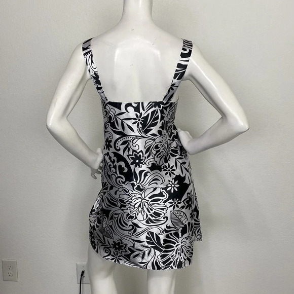 Vintage Sante Classics Black & White Floral Satin Slip Dress Nightgown W/Bows S - Picture 5 of 7